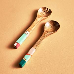 Juego de utensilios para ensalada de color azul, el más vendido en India, ecológico, apto para lavavajillas, utensilios para ensalada para el hogar y la cocina, hecho en India - Product Image 2