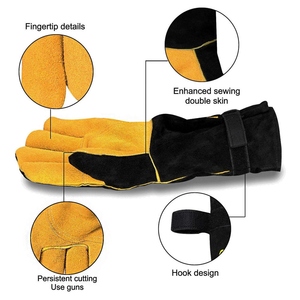 Gants de soudure en cuir de vachette renforcé, résistants à l'abrasion, ignifuges, pour la construction et la lutte contre les incendies - Product Image 3