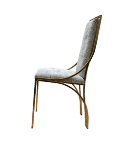 Most Selling Nordic Style Handmade Durable Metal Iron Square Rod Welded Frame Stand Gold White Velvet Fabric Outdoor Chair - Product Image 2
