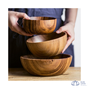 [BEST PRICE] | Wooden <b>Bowl</b> Handcrafted Hardwood Serving <b>Bowl</b> For Salad Soup Rice Fruit Household Tableware from Vietnam - Product Image 1