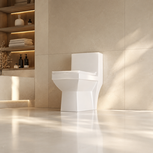 WC monobloc en céramique, cuvette allongée, siphon en S, double chasse, design à poser au sol, en grès cérame, pour salle de bain, 630x360x700mm - Product Image 3