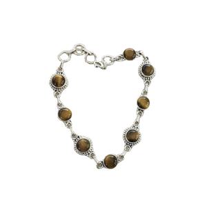 Pulsera hecha a mano de Plata de Ley 925 con diseño de eternidad, piedra preciosa de ojo de tigre amarillo, clásica para bodas, regalos/fiestas, venta al por mayor - Product Image 2