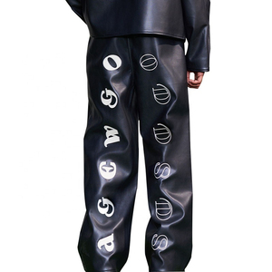 Pantalones Anchos Unisex de Piel Sintética Personalizados, Estilo Urbano, Estampado Gráfico, Cintura Alta, Casuales, Venta al Por Mayor OEM Premium - Product Image 2