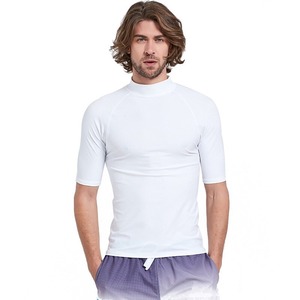 Men's Black Short Sleeve Rash Guard Compression Shirt Quick Dry Spandex Polyester Top for <b>Surfing</b> and Water Sports - Product Image 5
