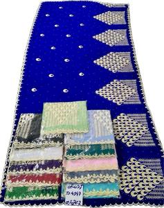 Écharpe en voile de coton pour femme, brodée de strass, légère, respirante et douce, vente en gros, OEM ODM personnalisé - Product Image 3