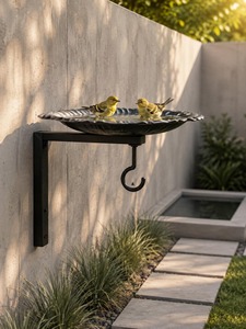 Comedero para pájaros de hierro hecho a mano, nuevo, artesanal, para montar en la pared, con ganchos, soporte para alimentación, para decoración exterior, fácil de instalar. - Product Image 1