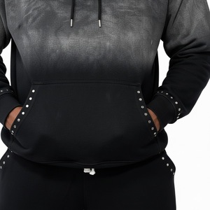 Survêtement d'hiver décontracté 100 % coton, délavé à l'acide, respirant, haute qualité, avec logo personnalisé, coupe classique pour homme - Product Image 4