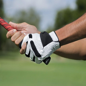 Gants de golf professionnels pour hommes, cuir d'agneau de haute qualité, cuir véritable, blanc, noir, poignées antidérapantes, protection de la paume, Nayab - Product Image 6