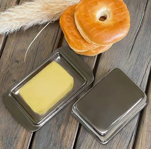 Beurrier ovale multifonction en acier inoxydable durable avec couvercle rabattable et cuillère, pour la conservation de la fraîcheur, vaisselle de cuisine artisanale - Product Image 6