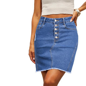 Jupes en jean décontractées pour femmes - Taille naturelle, antistatiques et antibactériennes, 100 % coton, confortables - Product Image 3
