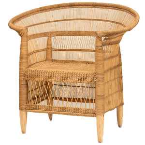 Fauteuil en rotin naturel fait main, chaise en osier avec dossier haut et panneaux latéraux pour salon, chambre, meubles de maison - Product Image 1