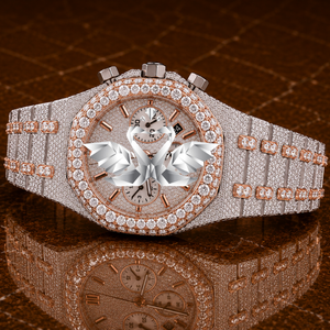 Designer Style Rose Gold Diamond Watch Men Brown Dial Luxury Quartz Watch - Product Image 1