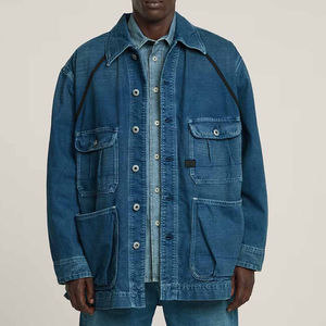 Veste en jean surdimensionnée pour homme, style déchiré, coupe ample, 100% coton, boutonnée, manches longues, respirante, coupe-vent - Product Image 5