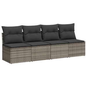 Juego de Sofás de Jardín de Ratán PE Gris Oscuro con Fundas Extraíbles Grandes en Gris - Product Image 6