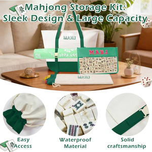 Empty <b>Mahjong</b> Tile Bags <b>Set</b> for American Tiles and Racks,Canvas Tote Bag with Mat Holder Accessories Organizer,Portable <b>Mahjong</b> - Product Image 6