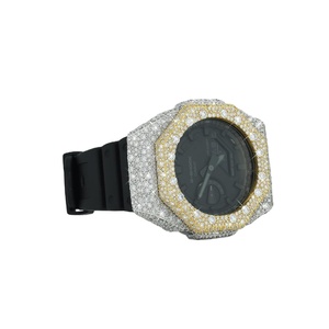Reloj Analógico de Lujo con Esfera Redonda de Diamantes Moissanite, Semi-Engastado, con Caja de Metal y Cristal Único, Correa de Goma - Product Image 2