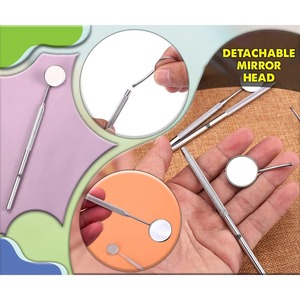 1pc Stainless Steel Ergonomic Grip Dental Oral Mirror Eyelash Extension <b>Teeth</b> Whitening <b>Cleaning</b> <b>Tools</b> Makeup <b>Tool</b> Handle - Product Image 5