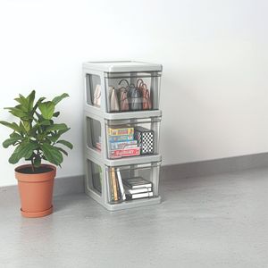 Carrito de Almacenamiento Mediano Desmontable de Plástico Plateado con Cajones - Product Image 4