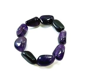 Bracelet en cristal, améthyste et agate noire, perles roulées 8 mm, pierre précieuse, bijoux de mode, cadeau pour homme et femme, énergie - Product Image 4
