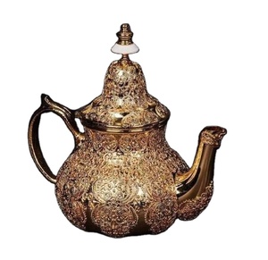 Théière en laiton artisanale de qualité supérieure avec polissage antique et motif gravé complexe, théière décorative pour la décoration intérieure - Product Image 3