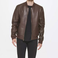 Veste d'hiver pour homme en cuir véritable de qualité supérieure, fermeture éclair sur le devant, coupe-vent, respirante, écologique, service OEM, personnalisable, douce