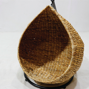 New Design Water Hyacinth Teardrop <b>Cat</b> Swing Chair Hanging Pet Bed with Metal Stand - Product Image 6