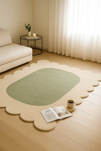 Colorful green and white Wavy Pattern Rug Soft Tufted <b>Carpet</b> for Living Room & Bedroom - Product Image 1