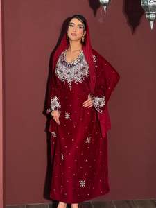 Wholesale AWAIS HOUSE Middle Eastern Ethnic Wedding Evening Party Wear <b>Kaftan</b> Long Sleeve Floor Length Flared Hem Lightweight - Product Image 1