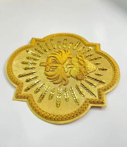 Hand Embroidered Sacred Heart Emblem Patch Bullion <b>Wire</b> Goldwork Applique Luxury 3D Raised Eco-Friendly Water Resistant Badge - Product Image 4