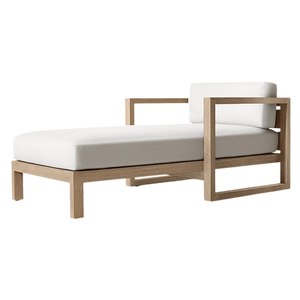 Vente flash : Canapé-lit d'extérieur de luxe minimaliste en teck massif avec coussin, chaise longue moderne pour piscine, villa, jardin - Product Image 1