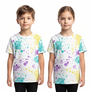 Camiseta Infantil Unisex con Estampado Gráfico Sublimado, Tops Casuales de Manga Corta con Cuello Redondo, Estampado Multicolor, Ropa Casual al por Mayor - Product Image 3
