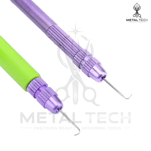 Juego de agujas de ventilación morado y verde con mango de aluminio moleteado y plástico, aguja de microganchillo de acero, herramienta para la fabricación de pelucas lace frontal - Product Image 6