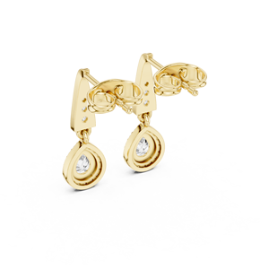 Boucles d'oreilles pendantes en or massif 14K 18K avec diamant de laboratoire taille poire et halo, DEF VVS, bijoux fins classiques pour mariée et mariage, vente en gros - Product Image 3