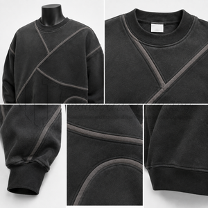 Sudadera Personalizada para Hombre, Color Gris Carbón, Cuello Redondo, Detalle de Costuras en Contraste, Sudadera de Forro Polar, Estilo Urbano - Product Image 6
