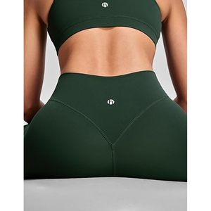 Women's High Waist Full Length <b>Leggings</b> Solid Dark <b>Green</b> Stretch Knitted Seamless Yoga Workout Wear All Seasons - Product Image 5