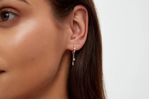 Pendientes de Oro de 14K con Diamantes Cultivados en Laboratorio de 0.40ct, Cadena con Eslabones, Cuentas Flotantes, Forma de Marquesa y Pera, Joyería de Lujo, Regalo para Mujer - Product Image 5