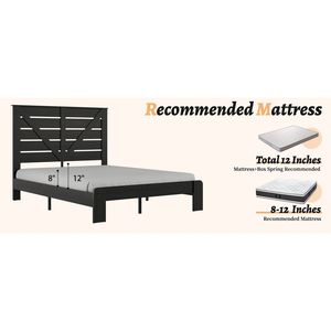 Base letto matrimoniale in legno grande e silenziosa con testiera, facile da montare, senza bisogno di rete a molle, con contenitore - Product Image 1