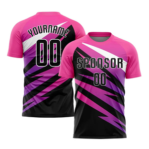 Maillot de football personnalisé violet gris-noir par sublimation, respirant, séchage rapide, été, manches courtes, col en V, unisexe, entraînement - Product Image 6