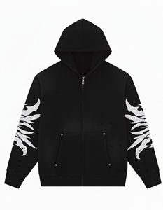 Sweat-shirt à capuche zippé pour homme, impression personnalisée, coupe classique, décontracté, respirant, en molleton français, avec poches, sweat-shirt unisexe - Product Image 2
