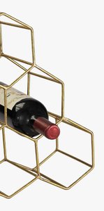 Estante de Almacenamiento de Vino de Metal Dorado en Forma de Panal, Soporte Minimalista de Hierro Hexagonal para Exhibición de Botellas, para Hogar, Bar, Cafetería - Product Image 6