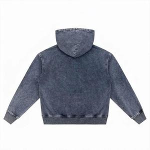 Sudadera con capucha de mezclilla para hombre con cremallera completa, estampado de grafiti, corte holgado, con bolsillos, para invierno, 330 gramos - Product Image 4
