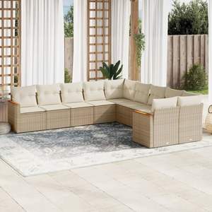 Set di divani da giardino beige con rattan PE resistente ai raggi UV e cuscini in schiuma ad alta densità, design contemporaneo - Product Image 3