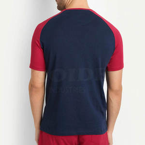 T-shirt à manches raglan pour homme Coide Industries, bleu marine et rouge, col rond, coupe classique, décontracté, couleur unie, jersey de coton, imprimé - Product Image 5