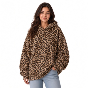 Sudadera con Capucha Oversize de Forro Polar con Estampado Animal de Cebra Blanco y Negro, Hombros Caídos y Bolsillo Canguro - Product Image 4