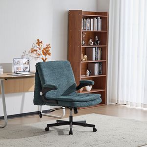 Chaise de bureau ergonomique à jambes croisées avec dossier rabattable et support lombaire dynamique à coussin d'air, siège large et accoudoirs rabattables pour usage au bureau - Product Image 3