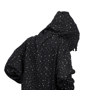 Chaqueta Cortavientos con Capucha para Hombre, Talla Grande, Negra con Estampado de Puntos, Cierre de Cremallera Frontal, Logotipo con Letras, Cuello Alto, Ropa Exterior de Poliéster - Product Image 5