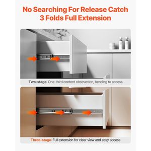 Guide per cassetti a sfera a estrazione totale da 24 pollici, 10 paia, capacità di carico 100 libbre, guide per cassettiere a montaggio laterale per impieghi gravosi - Product Image 5