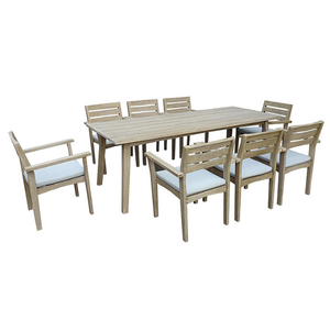 Juego de Mesa de Comedor de Madera de Teca Sólida de Lujo para Exteriores, 8 Plazas con Sillones, Estilo Costero, Muebles de Comedor para Jardín y Patio - Product Image 2