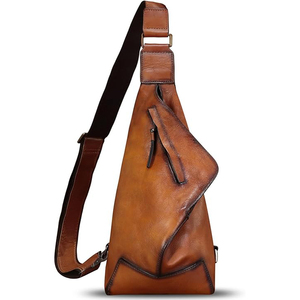 Sac bandoulière vintage en cuir véritable avec sangle d'épaule arquée détachable, pochette de chasse unisexe - Product Image 1