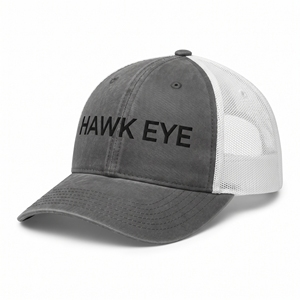 หมวกแก๊ปทรงทรัคเกอร์ Hawk Eye สีเทาขาว 6 แผง ด้านหน้าเป็นตาข่าย ปักลาย ปรับขนาดได้ เหมาะสำหรับทุกเพศ สวมใส่สบายๆ - Product Image 5